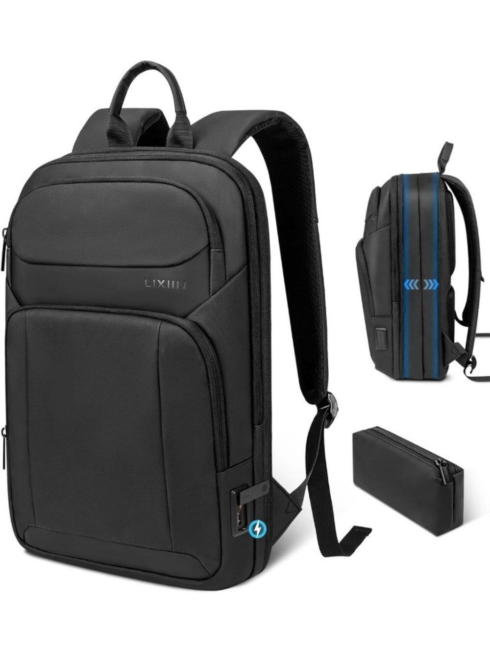 Slim Expandable Travel Laptop Backpack with USB Port, Water Resistant